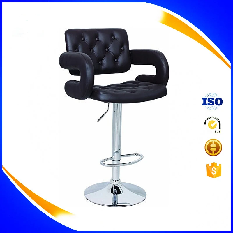 Современный поворотный черный кожаный обеденный стул барный стул с подлокотником