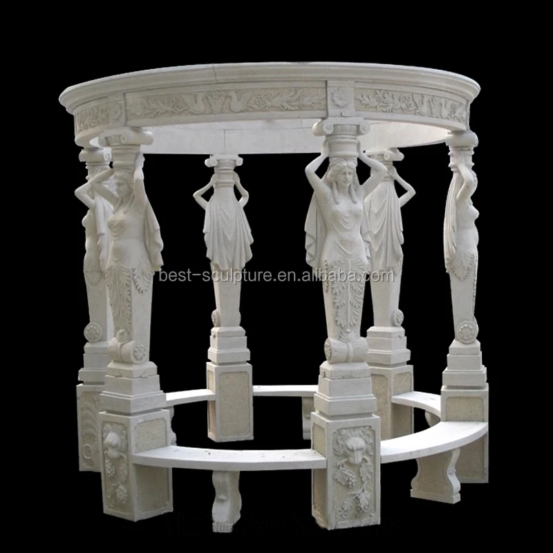 ancient marble roman column gazebo with iron dome roof for sale