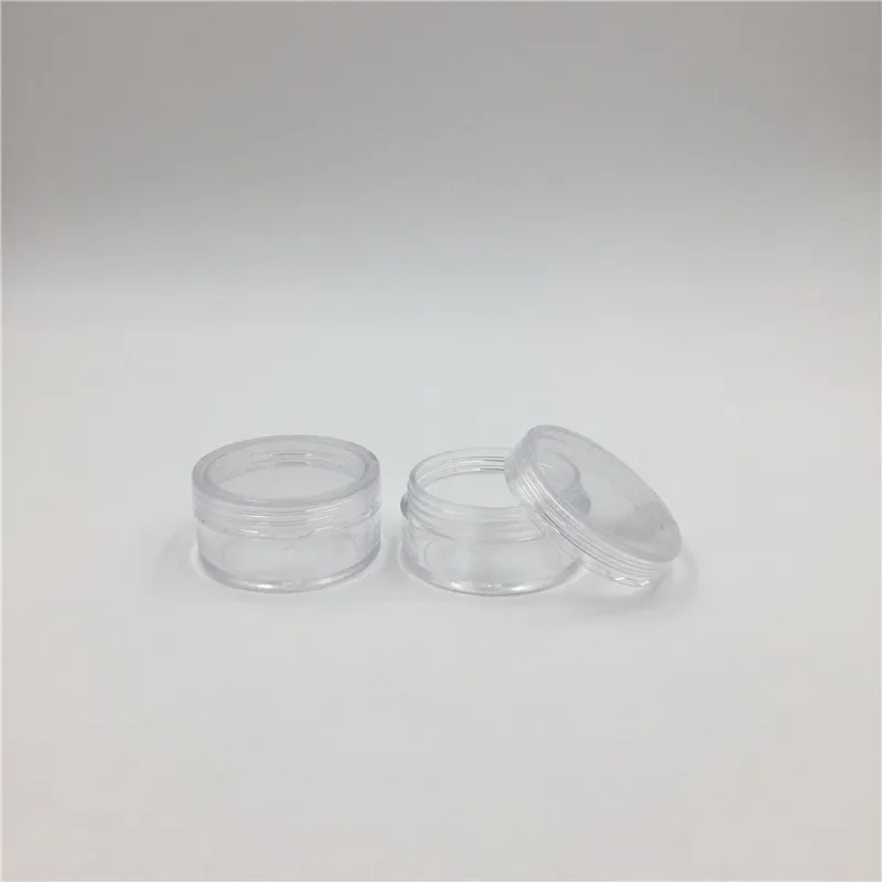10ml 1/3 oz PS Clear Round Plastic Sample Cream Box Plastic Container with Black Lids