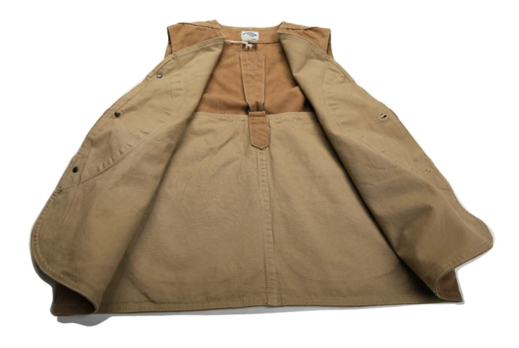 OEM custom outdoor hunting canvas game pocket vest, vintage sleeveless work vest