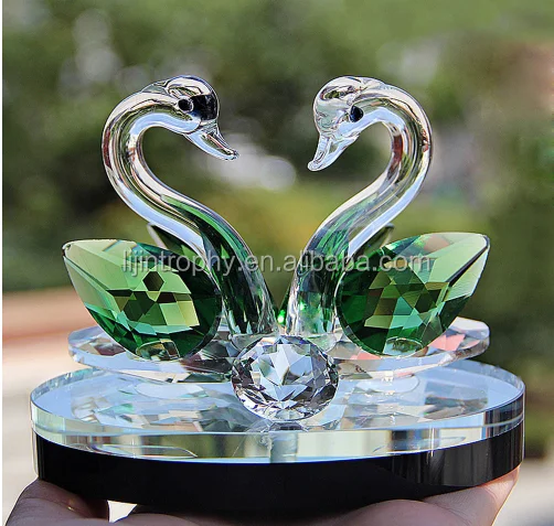 Glass Crystal Swan Figurines Paperweight Crafts Art&Collection Table Car Ornaments Souvenir Home Wedding Decoration