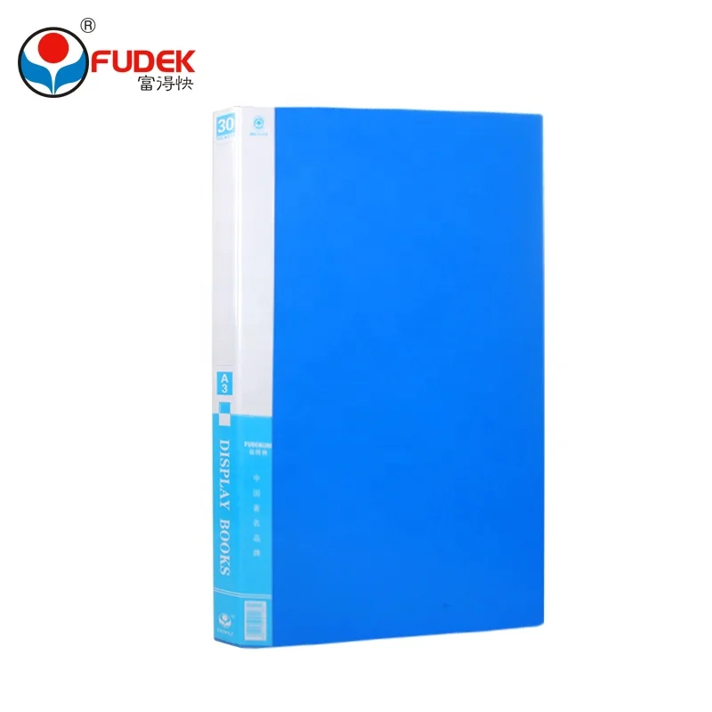 a3 pp office data clear black blue display book plastic file folder with pocket