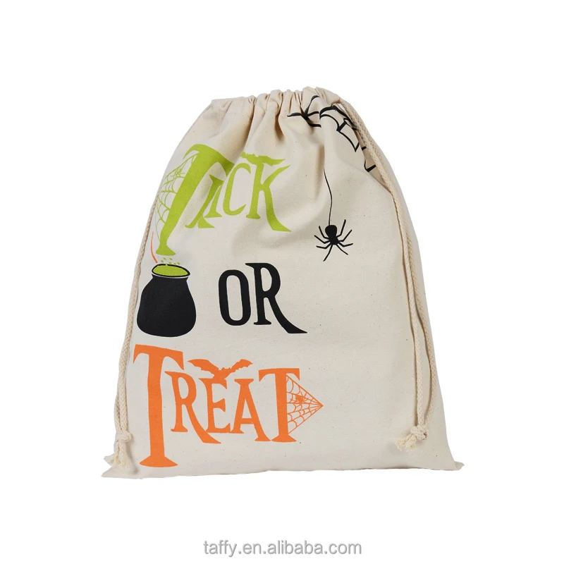 
2017 new Vintage Drawstring Trick Or Treat Halloween candy Bag Sack holder props 