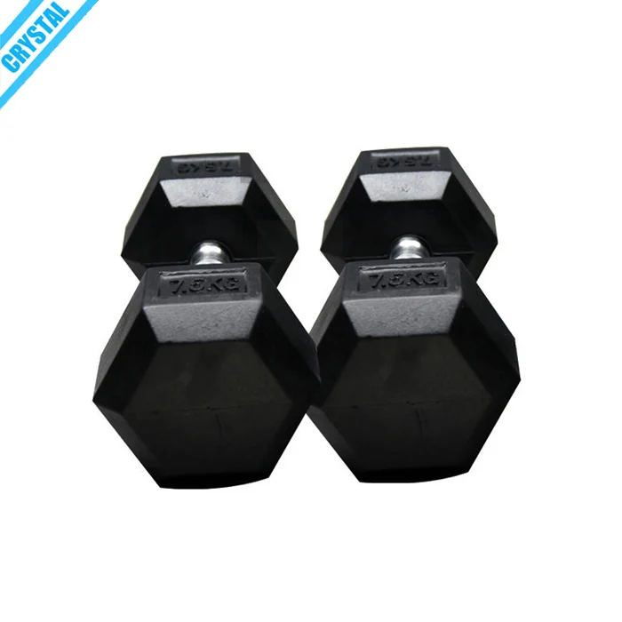SJ-223-2 High quality Gym equipment Hexagonal Rubber Dumbbell wholesale