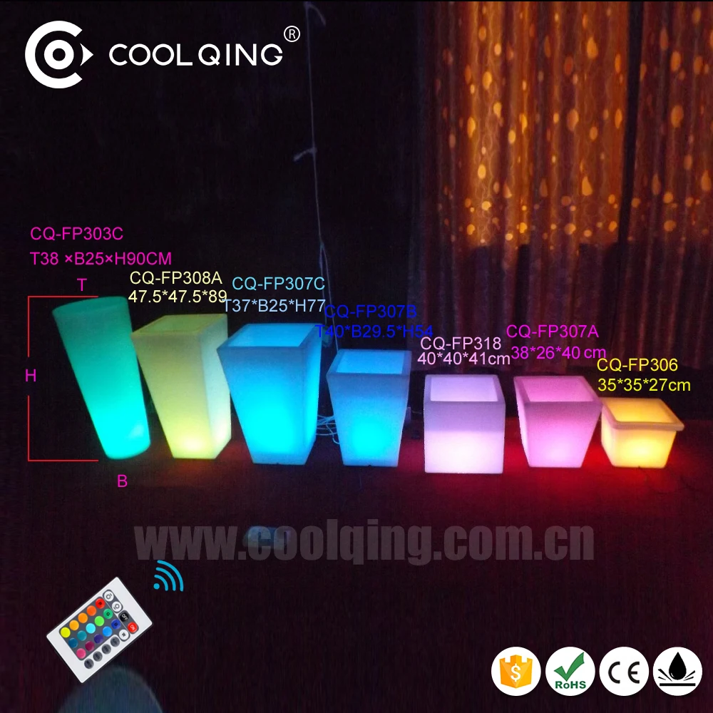 16 RGB color flash waterproof IP65 solar energy rechargeable garden outdoor plastic big LED illuminated light up flower pots