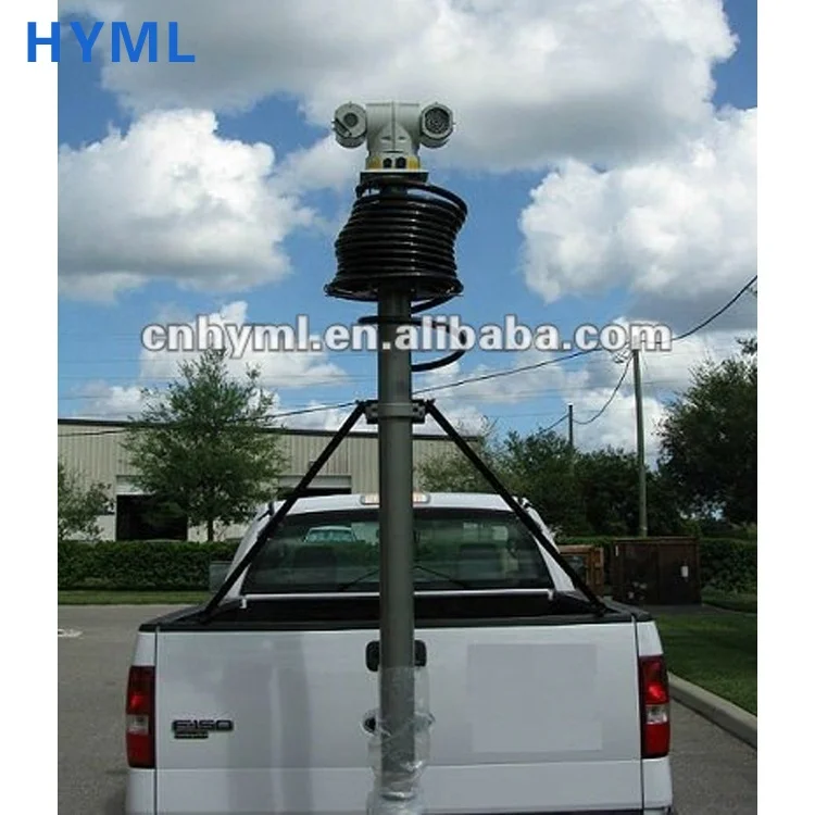 
telescopic camera mast on Small monitoring car telescopic mast camera pole 