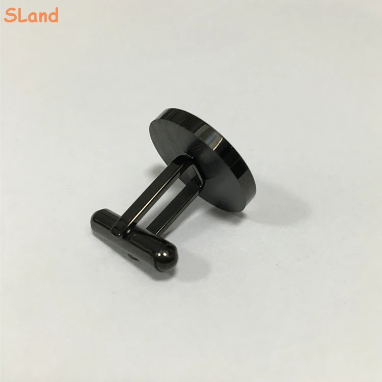 SLand Jewelry wholesale polished & Brushed Silver/Gold/Black/Ros gold Round 316L stainless steel cufflinks blanks for Men
