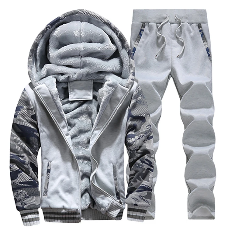 Новинка 2020, зимняя плюшевая мужская спортивная одежда, повседневный костюм с большой шапкой, куртка на молнии, толстовка