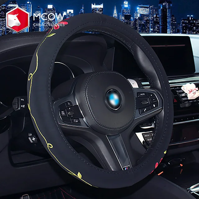 
Fashion Embroidery Design Gril Auto Wrap Steering Wheel Cover For Car Accessories 