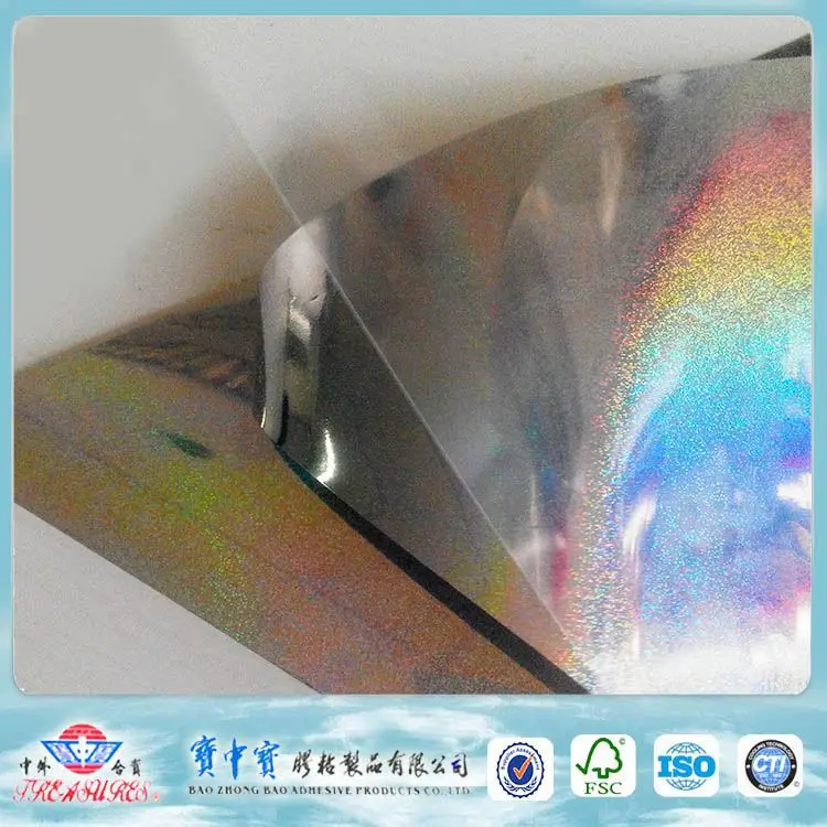 PET water resistant holographic transparent foil showerproof hologram strip label car vinyl wrap