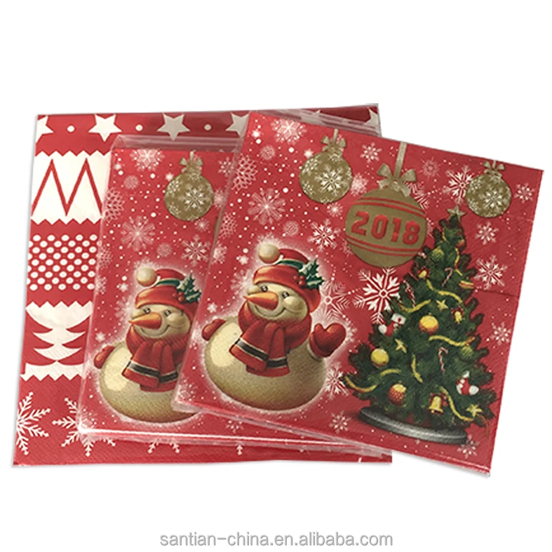 Christmas Paper Napkins In Size Of 25x25 cm For Party