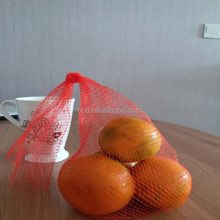 Plastic elastic mesh bag for oranges fruit