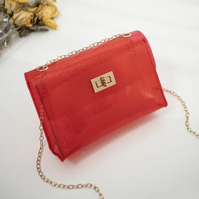 9F146 ladies fashion simple beach mini transparent shoulder chain bags Custom women Jelly crossbody bag