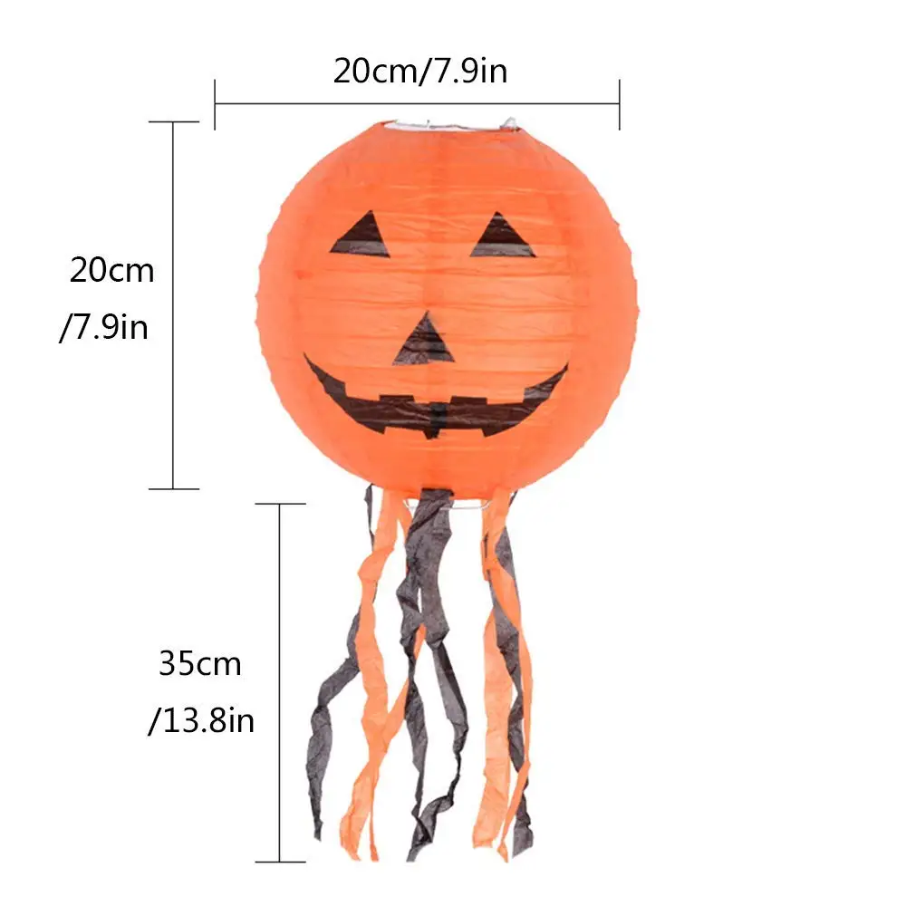 Halloween Decorations Paper Lanterns with LED Light Halloween Indoor and Outdoor Decoration Pumpkin Lantern