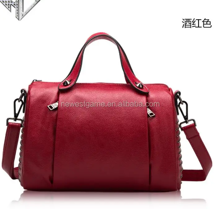 Wholesale fashion Red Tote Luxurious Handbag genuine leather Women Shoulder Bag For Ladies cow leather