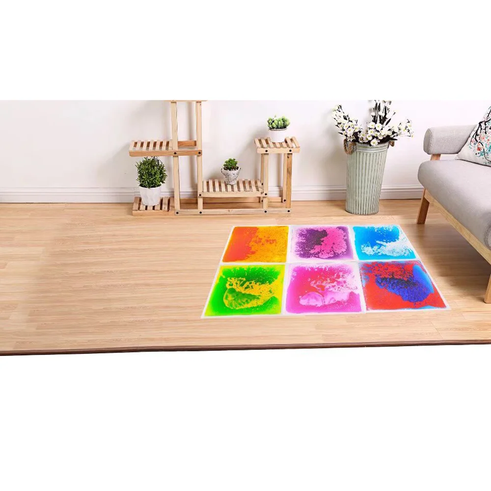 factory price PVC decorative liquid rubber floor tiles kids room anti slip self adhesive color liquid sensory flooring