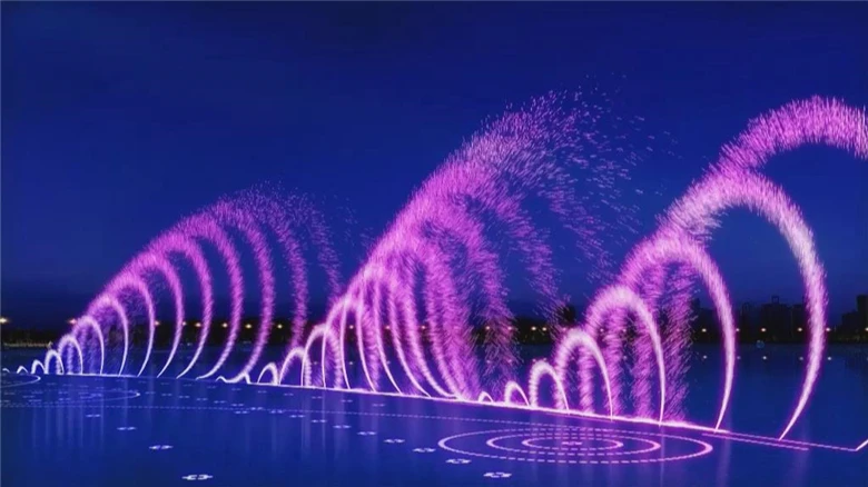 Snake shake multicolored led light 3d digital swing music fountain