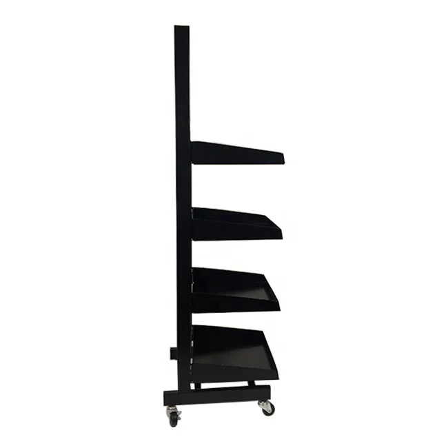 Adjustable 4 Tier Flooring Metal Display Stand Custom Branding metal motor engine oil display rack Stand