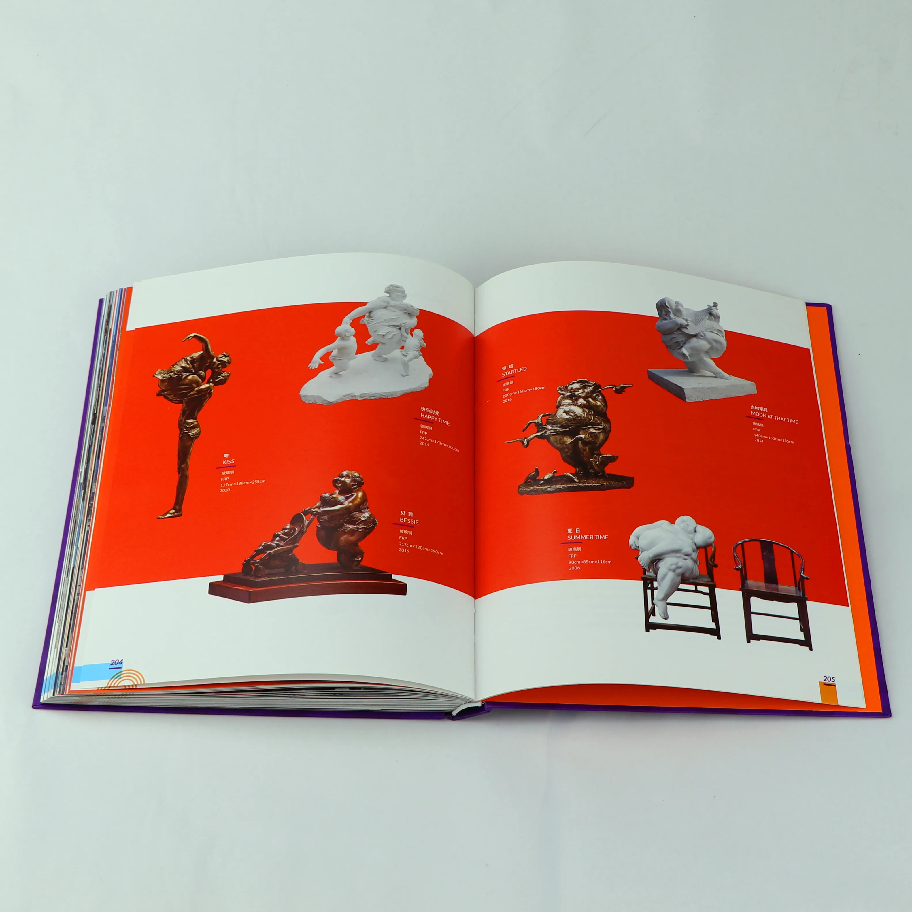Hardcover customized A4 size sew binding full color dress shoes CMYK offset printing famous sculpture album book manufacture