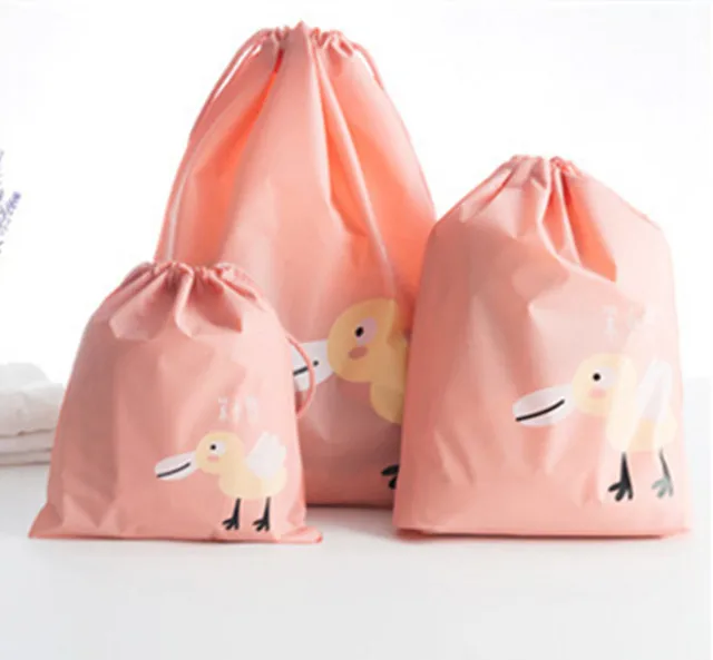 Cute design polyester cloth shoe traveling drawstring bag