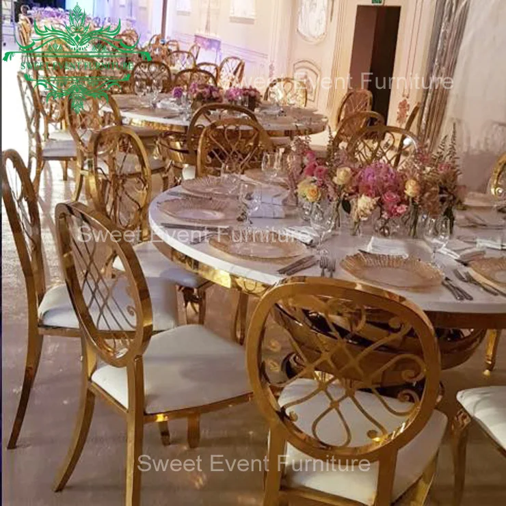 Royal high back  pu seat  gold metal stainless steel luxury chairs for event