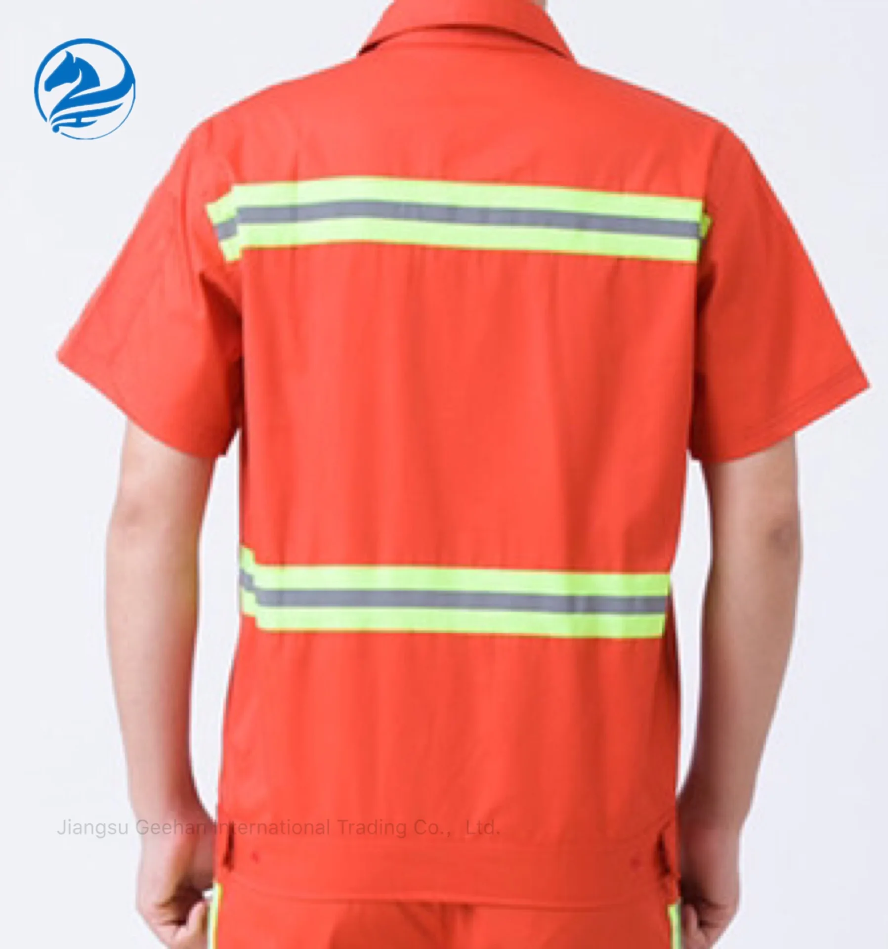 
orange short sleeve breathable outdoor road TC reflective safety work uniforms 