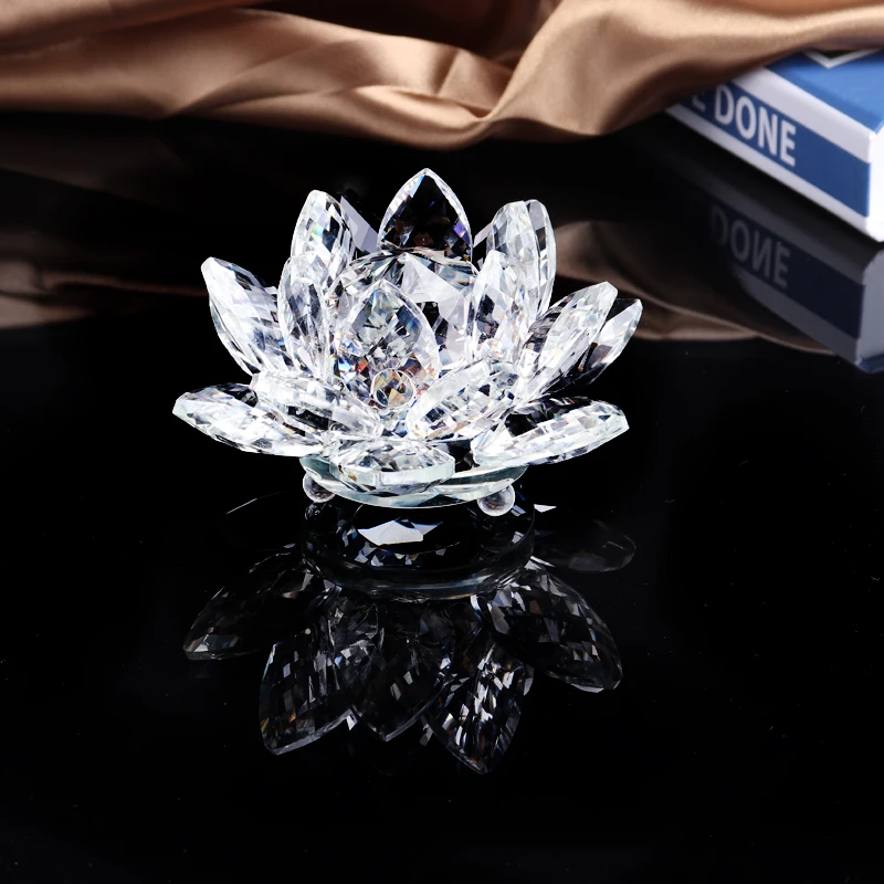 
Crystal glass lotus flower shape candle holder for home centerpieces 
