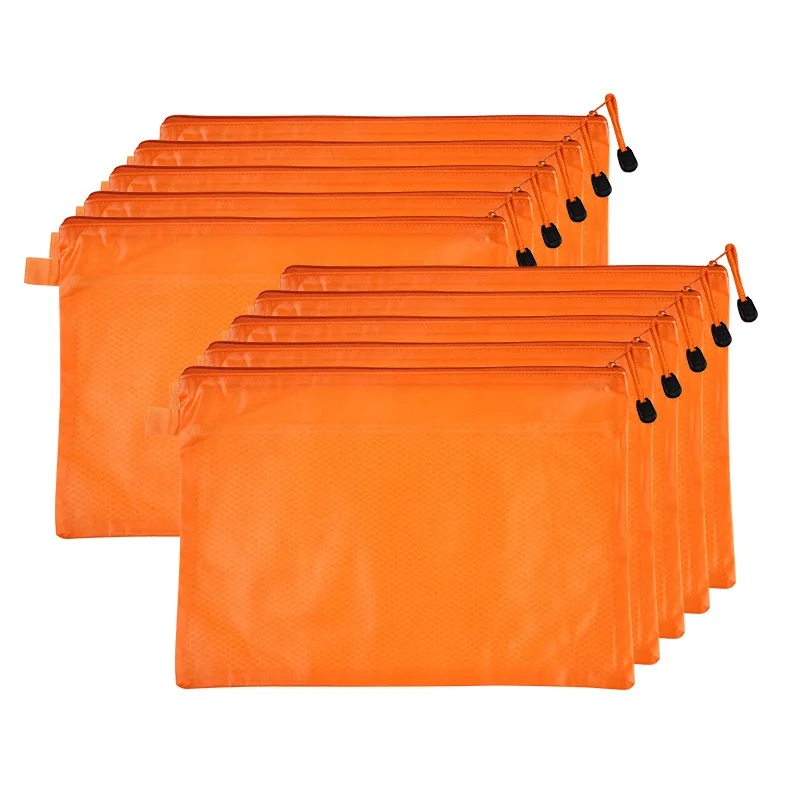 
Custom A5 zipper mesh PVC plastic organizer document holder bag 
