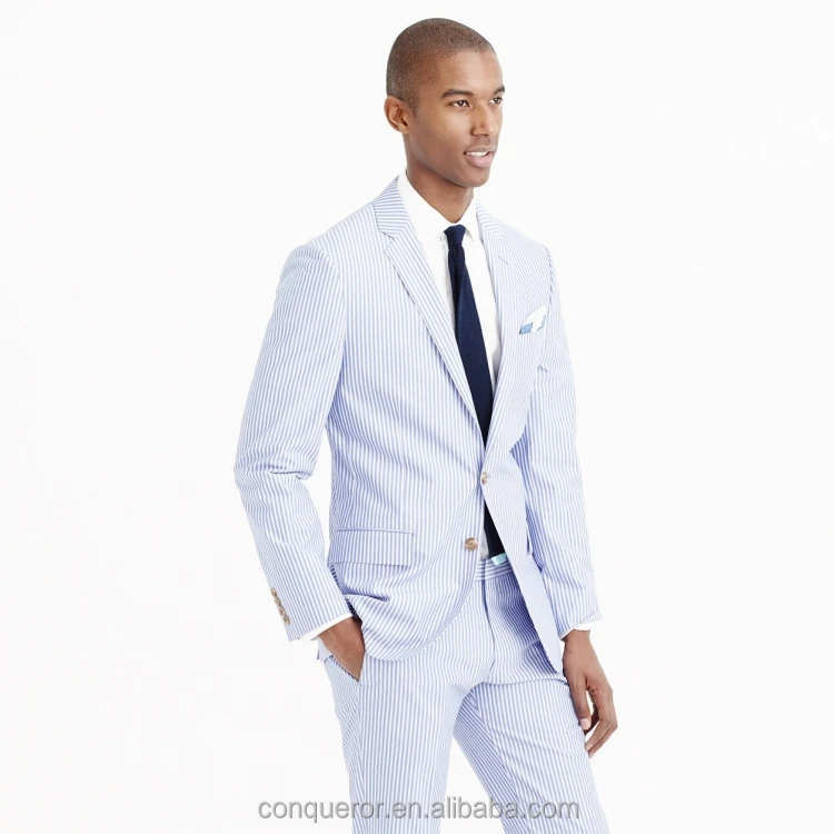 Модный стильный синий белый полосатый мужской костюм на