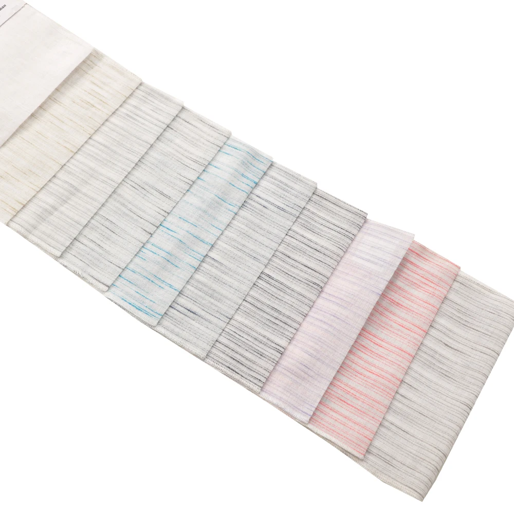 100% polyester new designs stripe style sheer curtain fabrics for living room curtain