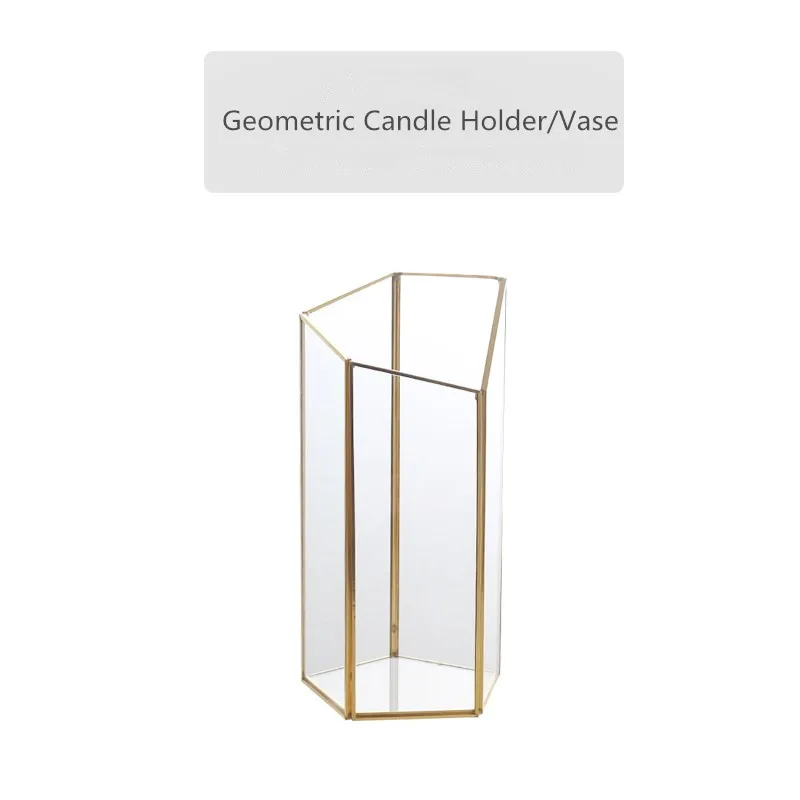 
Gold Geometric Glass Copper Votive Candle Holder Table Centerpiece for Wedding Table Decor Home Party Decor 