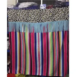 JUNSHI Personalized Serape Leopard Tassel Shower Curtains Rainbow Fringe Shower Curtains