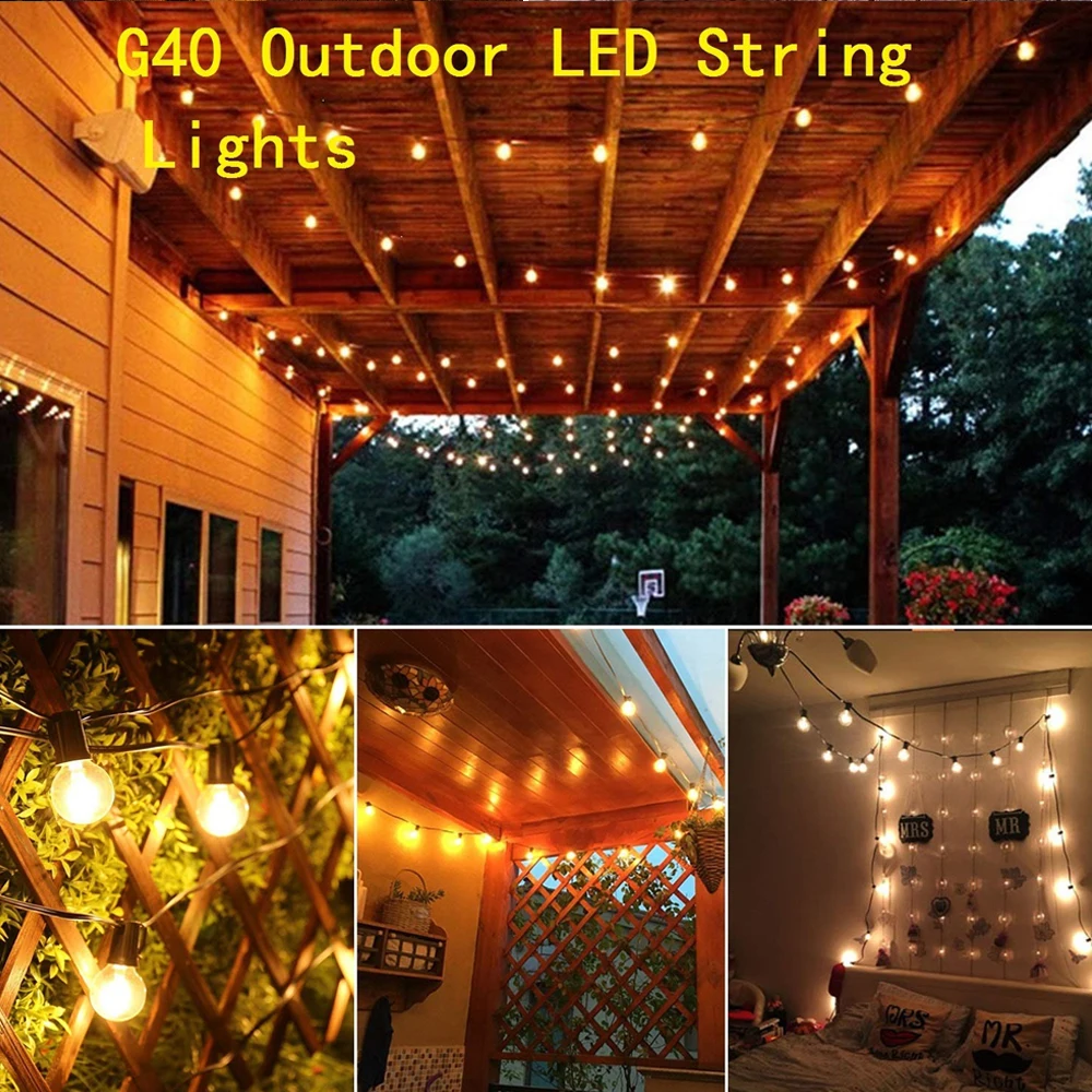 Hot Promotion!Amazon Hot Selling 10W Colorful 18Feet Long G40 Holiday Decoration String Light