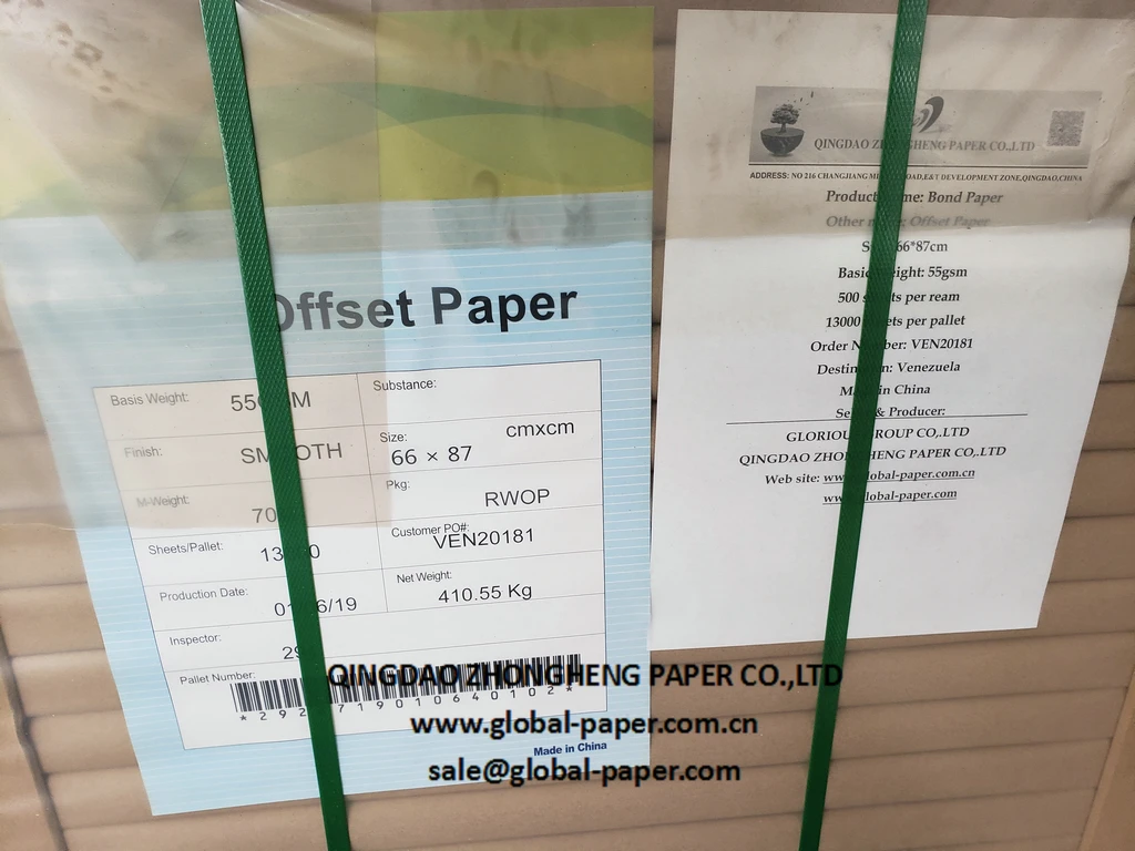 high whiteness good bond printing paper used on high speed printing machine for making excise book