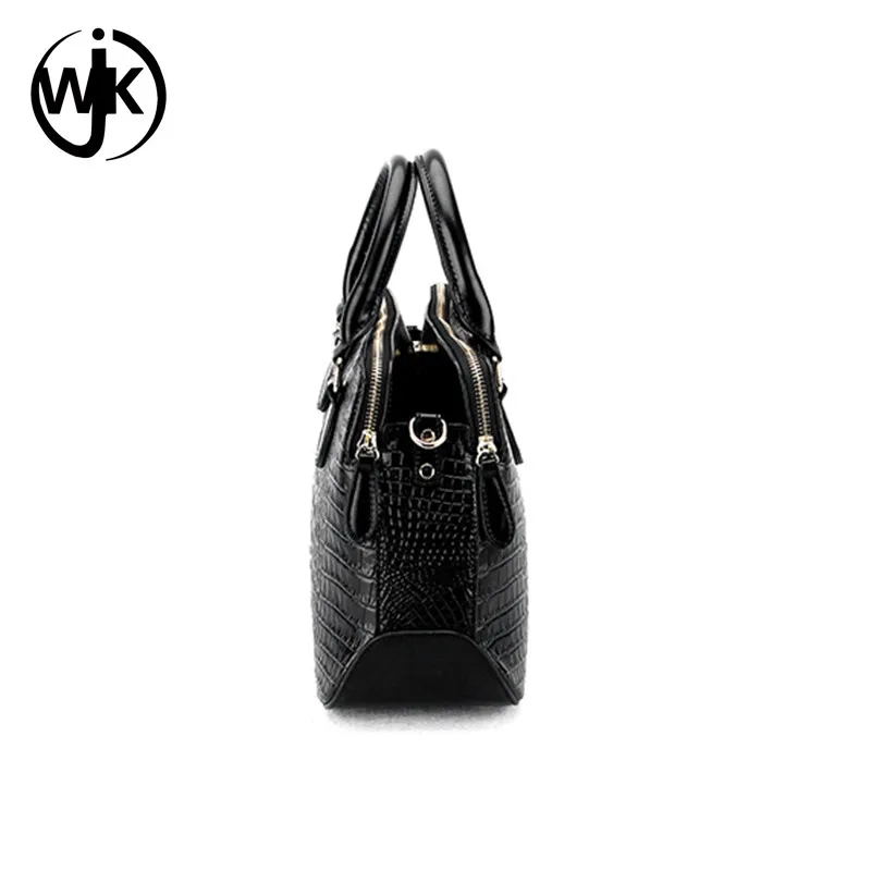 manufacturers genuine leather embossed crocodile sling bag ladies black luxury handbags with scarf