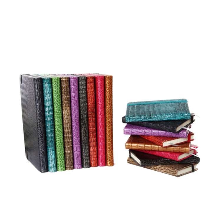 High quality A5 crocodile grain  leather elastic bound notebook 2020 planner