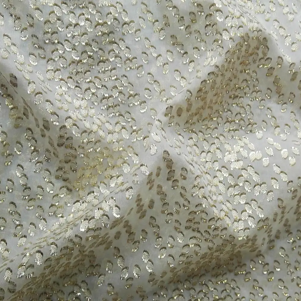 Silk jacquard  with gold metallic  lurex chiffion fabric