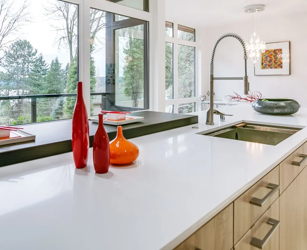 
Used for kitchen white galaxy quartz countertop with NSF certificate 