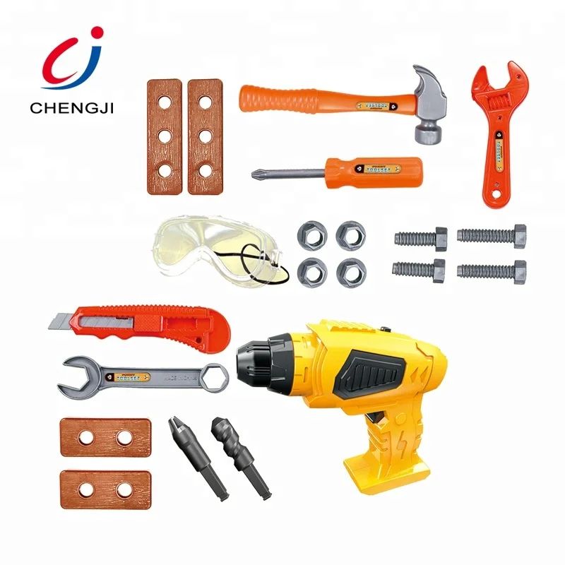 High quality plastic electric pretend play set toy mechanic tool box for kids