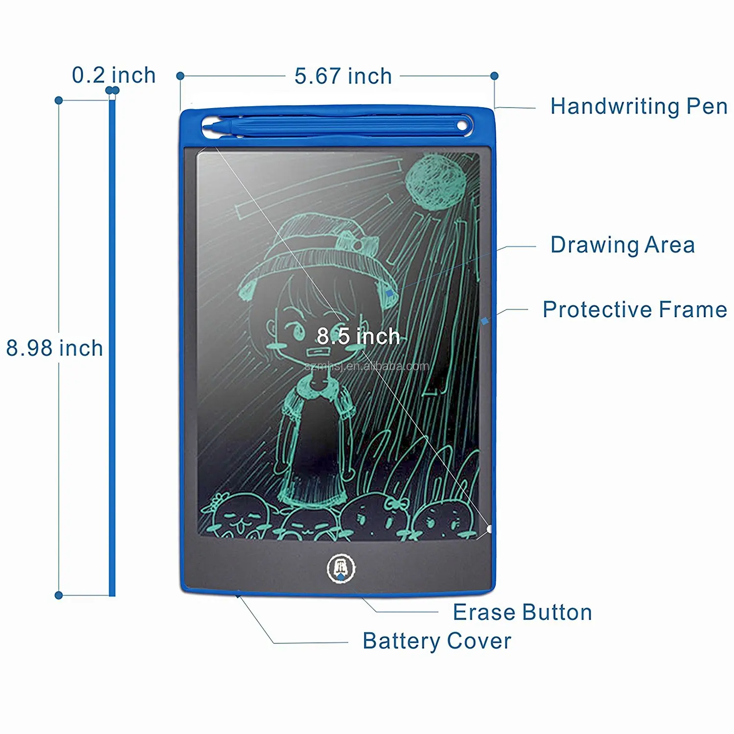Smart LCD Digital Writing Tablet 8.5inch kids One Click Erase magnetic drawing board