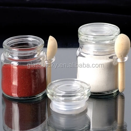 Wholesale glass jar wooden lid with spoon
