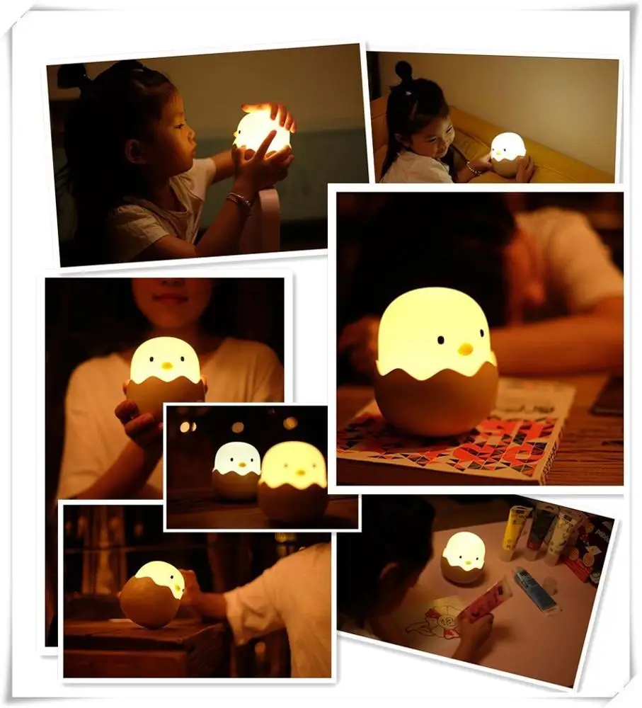 Wobble lightly Easy ABS Material LED Light Source silicone baby night light Eggshell chicken tumbler design Easy touch control