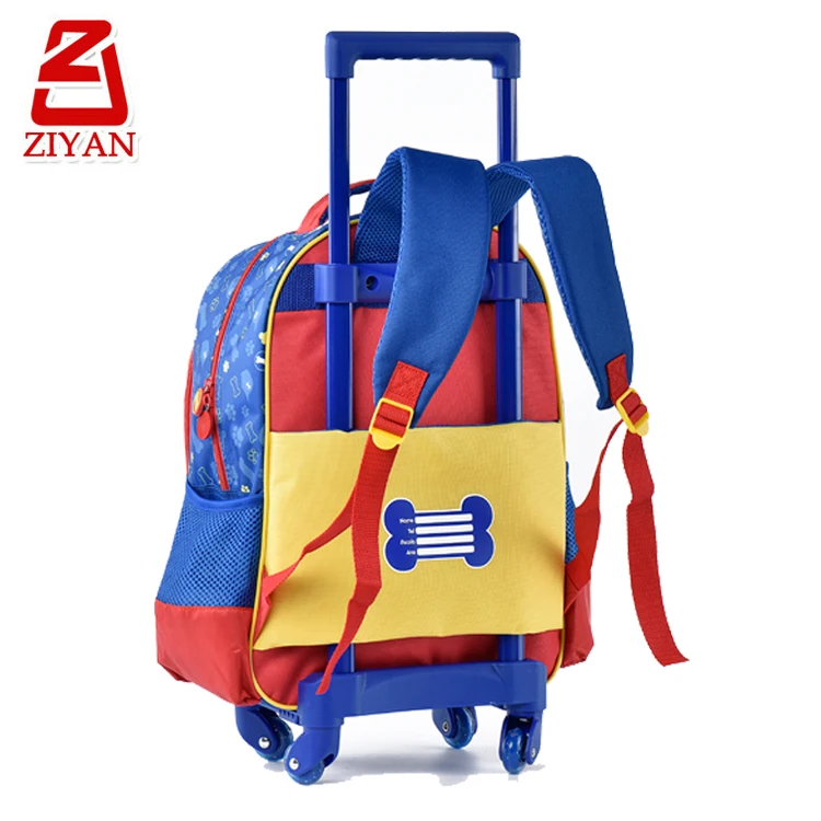 
16 Inch Primary Children School Rolling Bag Cute 3D Dog Kids Trolley Backpack with Wheels 