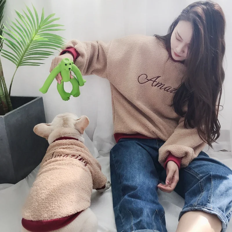 Custom Dog Human Matching Clothes Berber Fleece Boutique Dog Clothes Warm Winter Dog Clothes