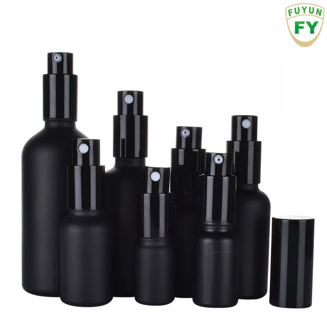 
Fuyun Quick shipping new products elegant round matte black spray glass bottle 