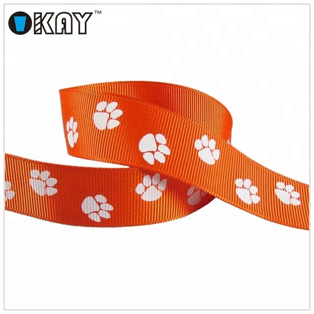 Hot Selling 100% Polyester Dog Paw Printed Grosgrain Ribbon