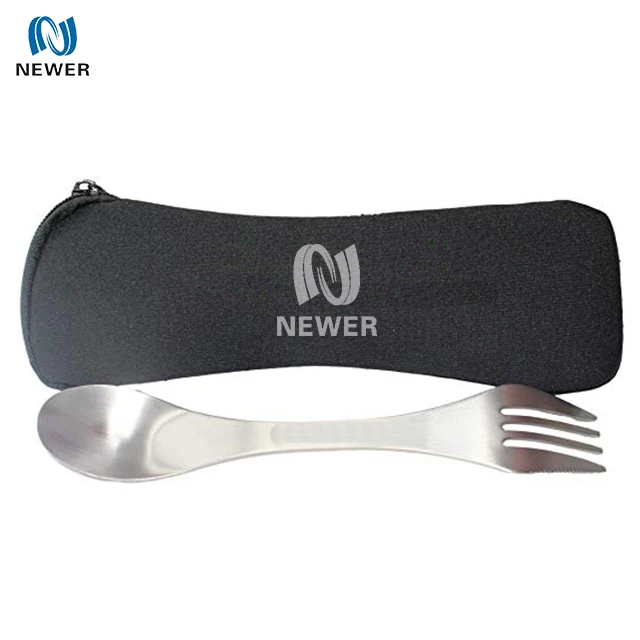 
Wholesale promotional cheapest eco reusable waterproof camping custom printed neoprene fork spoon tableware set case 