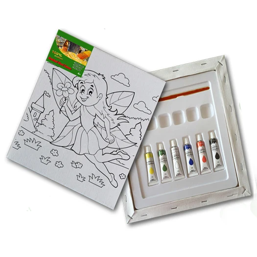30*24 см растягивающийся хлопковый холст Gesso 6 акриловых красок и 1 кисть для рисования