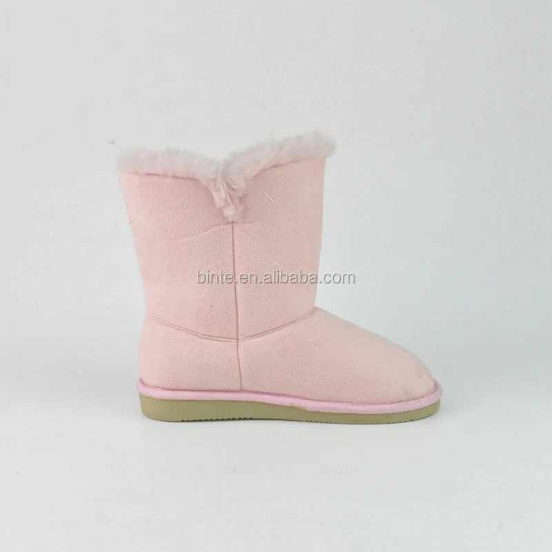 
Little girls pink winter warm ankle fur kids boots 