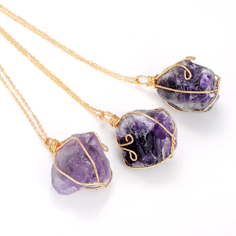 New original natural stone pendant necklace with wire
